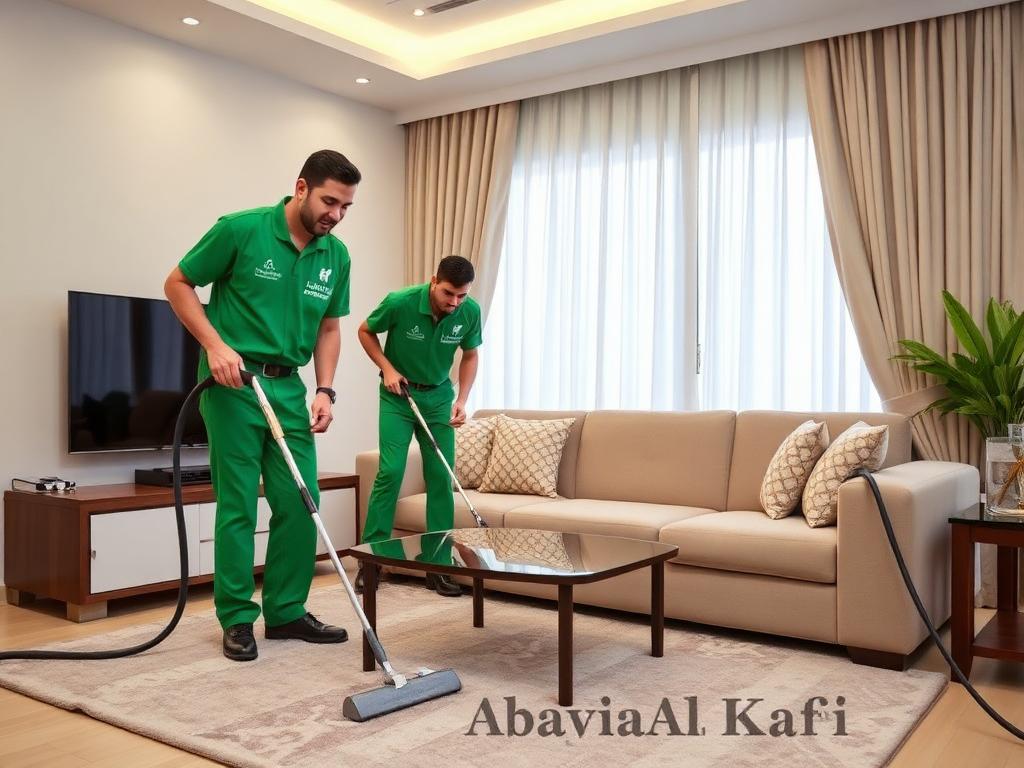 فريق تنظيف من البيان الكافي يقوم بتنظيف عميق في منزل دبي